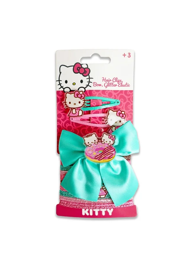 Sanrio Sanrio Hello Kitty 2 Hair Clips/1Bow/10 Glitter Elastic
